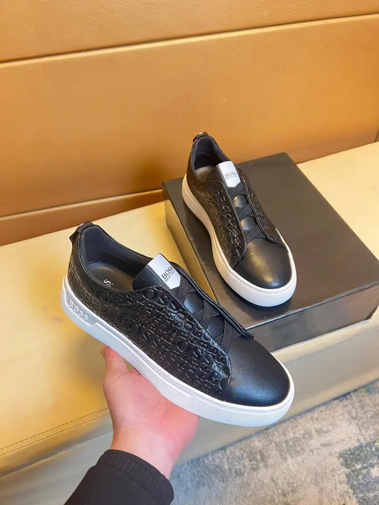 BOSS unique modern style sneakers. Original leather for casual loafers Pig lining (no