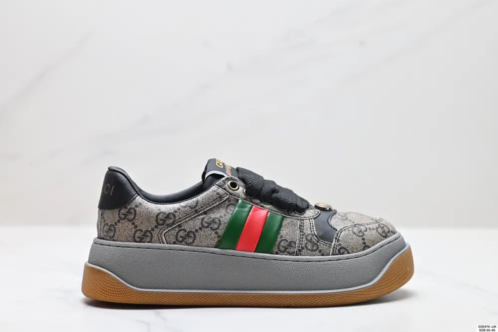 Gucci leather low-top round-toe lace-up fashion sneakers 570442