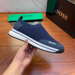 BOSS retro sneakers in a mix of fabrics with faux leather trim