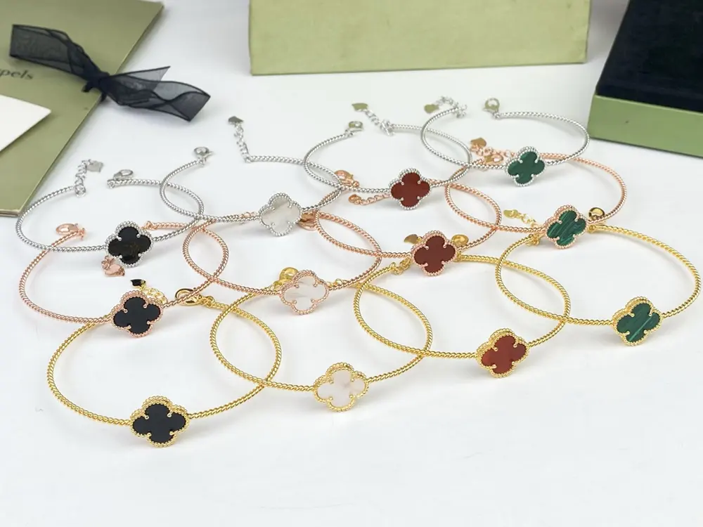 Van Cleef & Arpels twisted stripe four-leaf clover bracelet