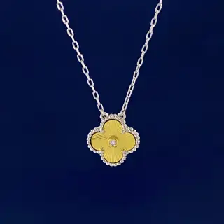 Van Cleef & Arpels two-tone lucky four-leaf clover pendant necklace