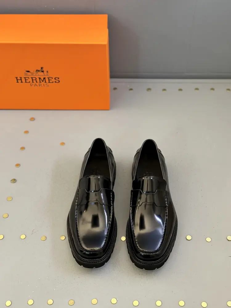 Hermès men’s business casual leather shoes