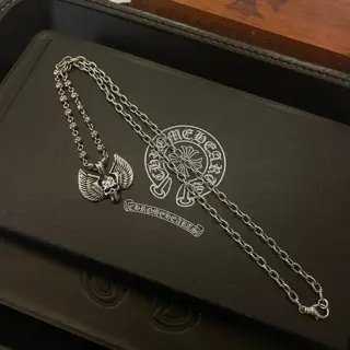 Chrome Hearts classic retro twist necklace skull pendant concave and convex shapes with