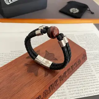 Chrome Hearts Tiger Eye Leather Cord Bracelet