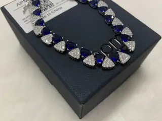 Apm monaco white and blue triangle bracelet