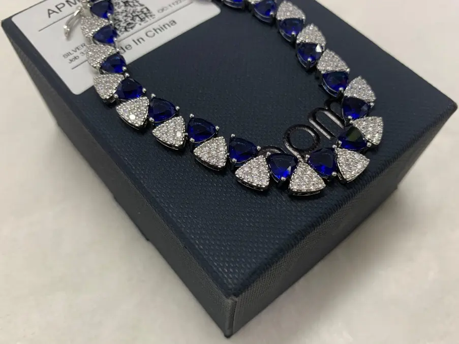 Apm monaco white and blue triangle bracelet
