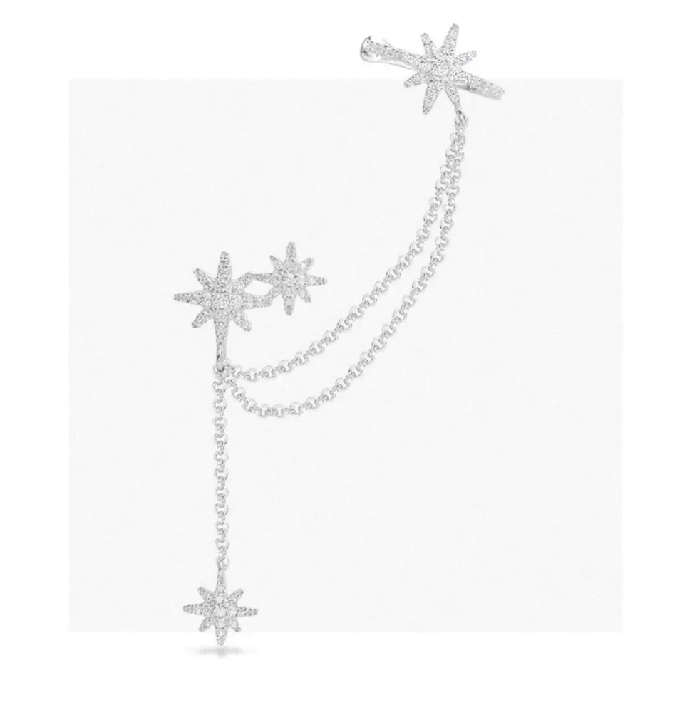 Apm monaco single sterling silver crystal meteor ear cuff earring