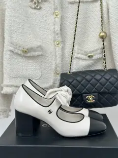 Chanel Double C Colorblock Bowknot Mary Jane Shoes