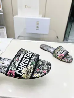 Dior leather slippers with monogram embroidery