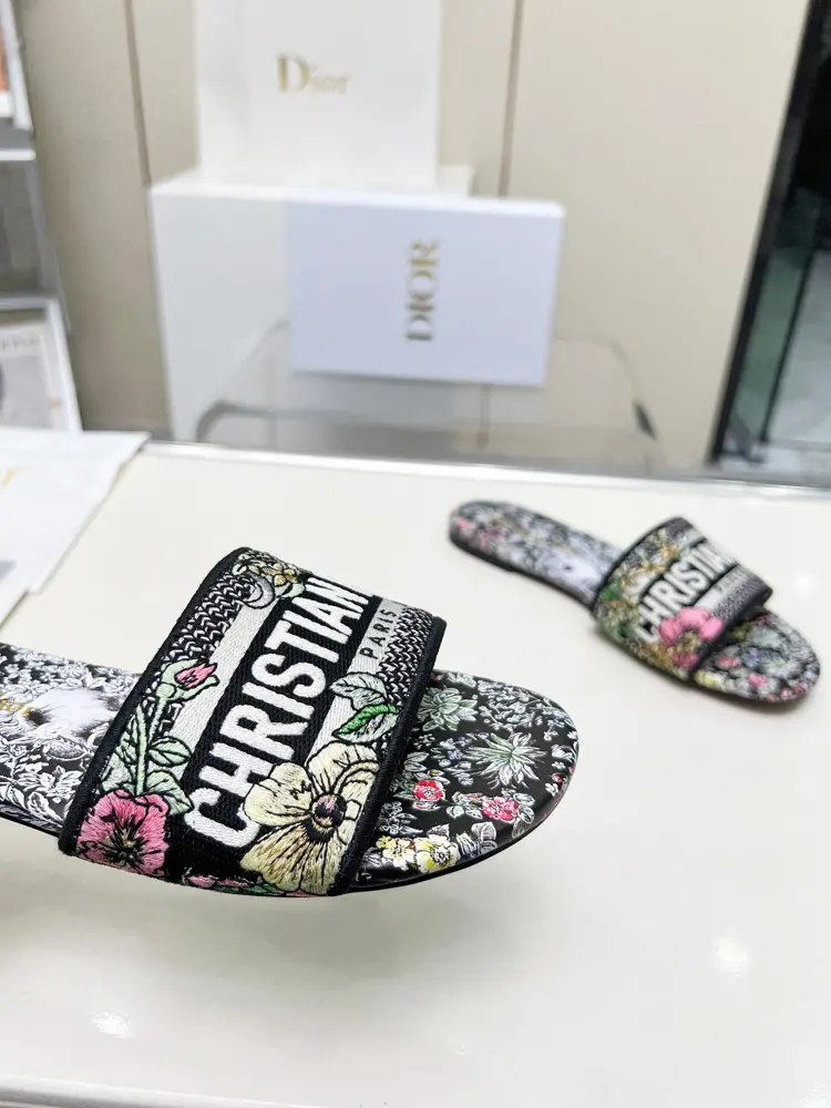 Dior leather slippers with monogram embroidery