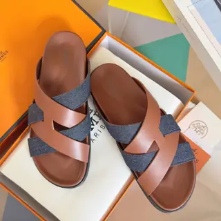 Hermès Kazimir series cross webbing waterproof platform sandals retro second uncle shoes H