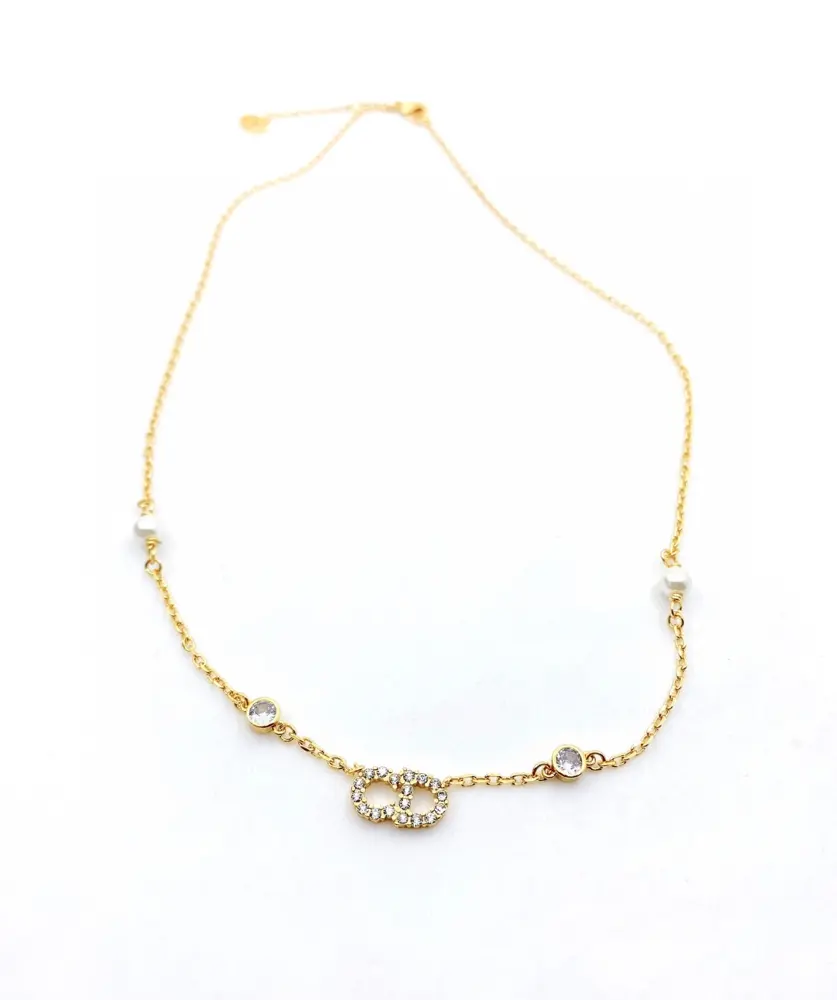 Dior cd diamond necklace mini cd letter zp made small and exquisite low-key luxury to meet