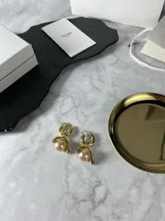 Celine nude pearl earrings
