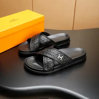 Hermès cowhide H slippers. Paris original flyback mold perfect creation of the highest