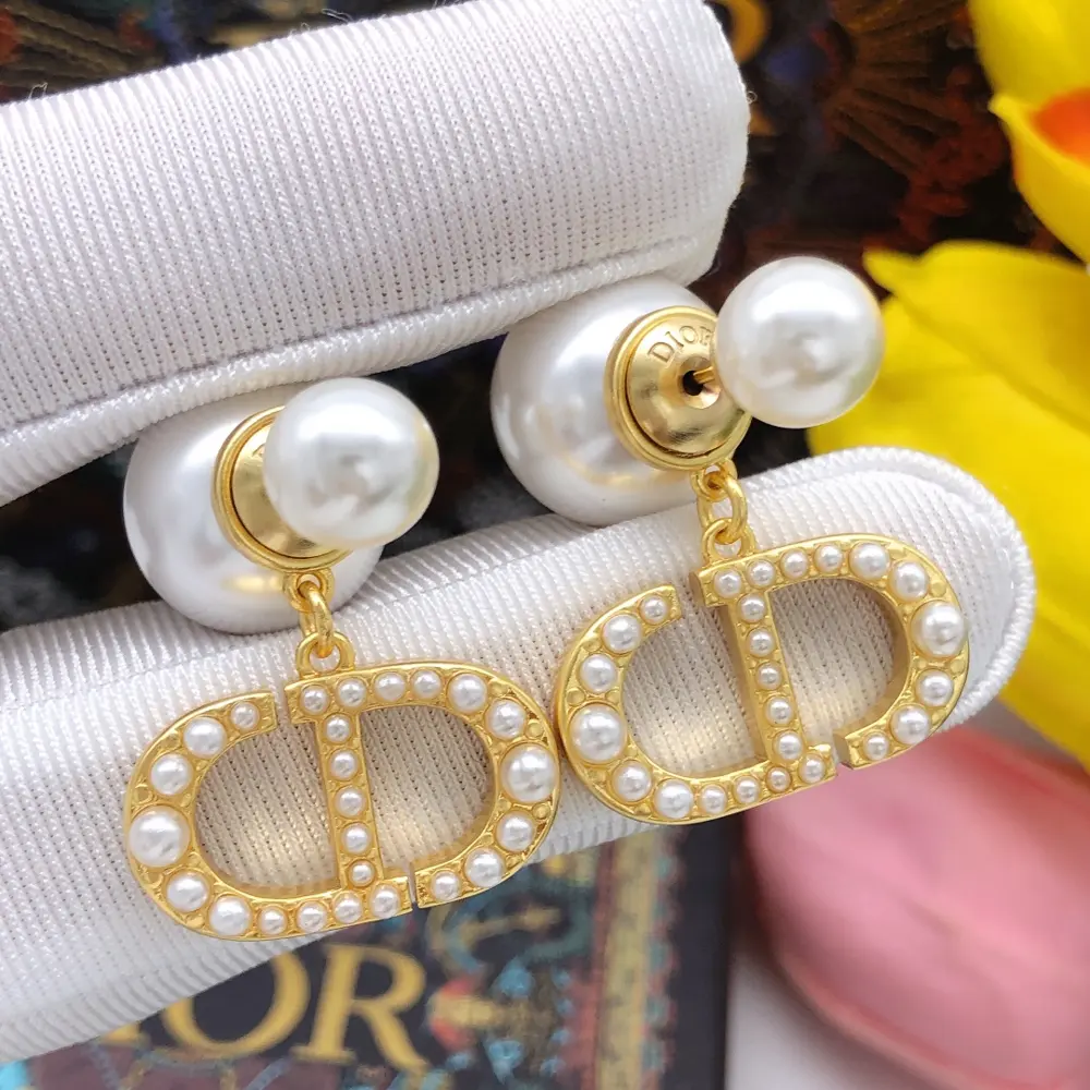 Dior pearl CD earrings