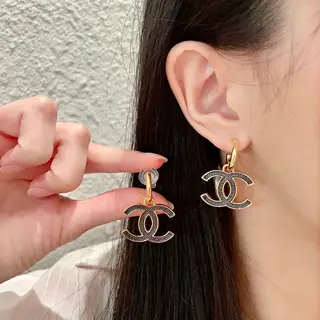 Chanel vintage letter earrings