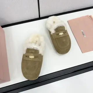 Miu Miu Miu new British style wool slippers G024-1014