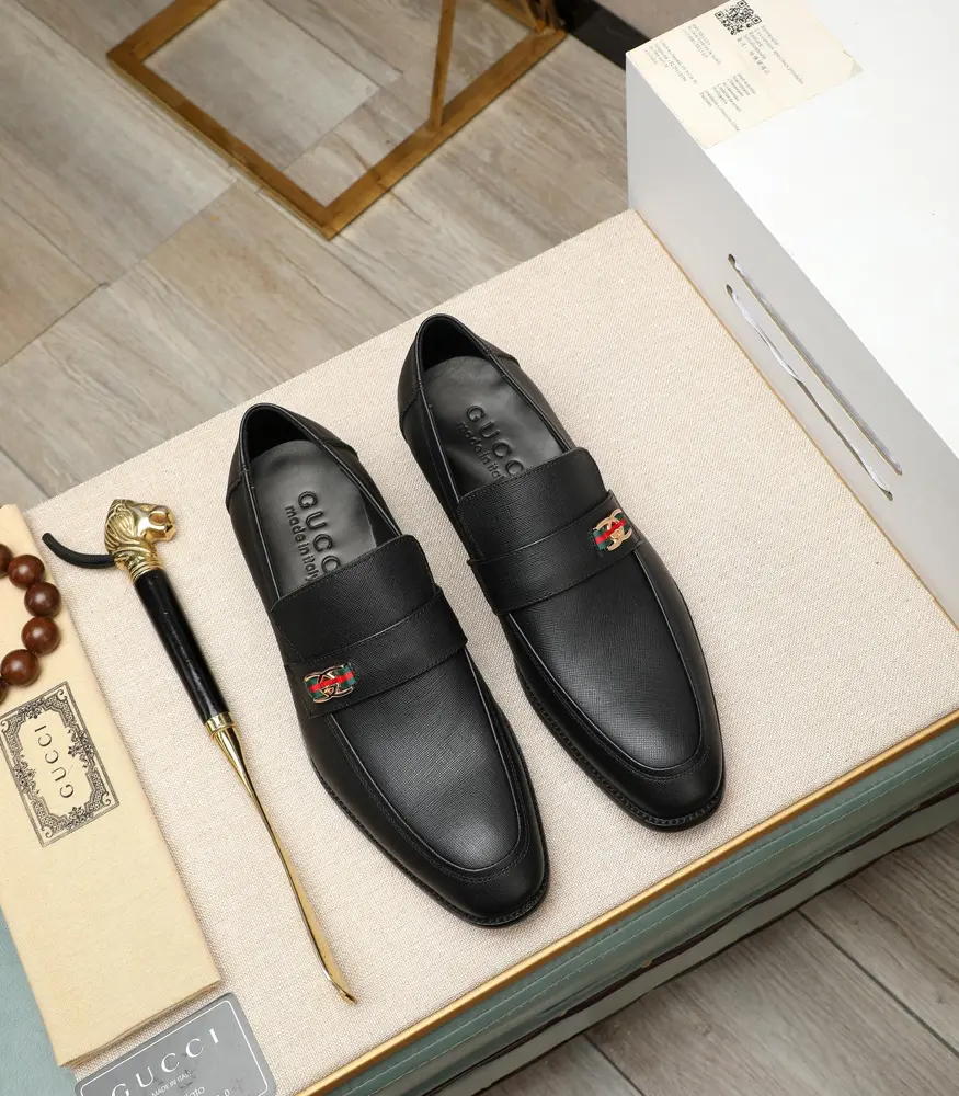 Gucci official website dress shoes Italy imported cowhide + top imported water-dyed cowhide