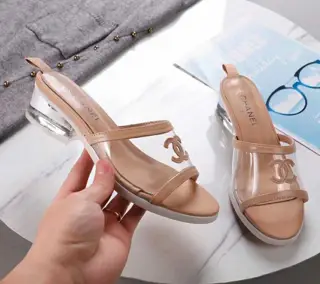 Chanel flip flops CHANEL original transparent crystal heel one-to-one customized