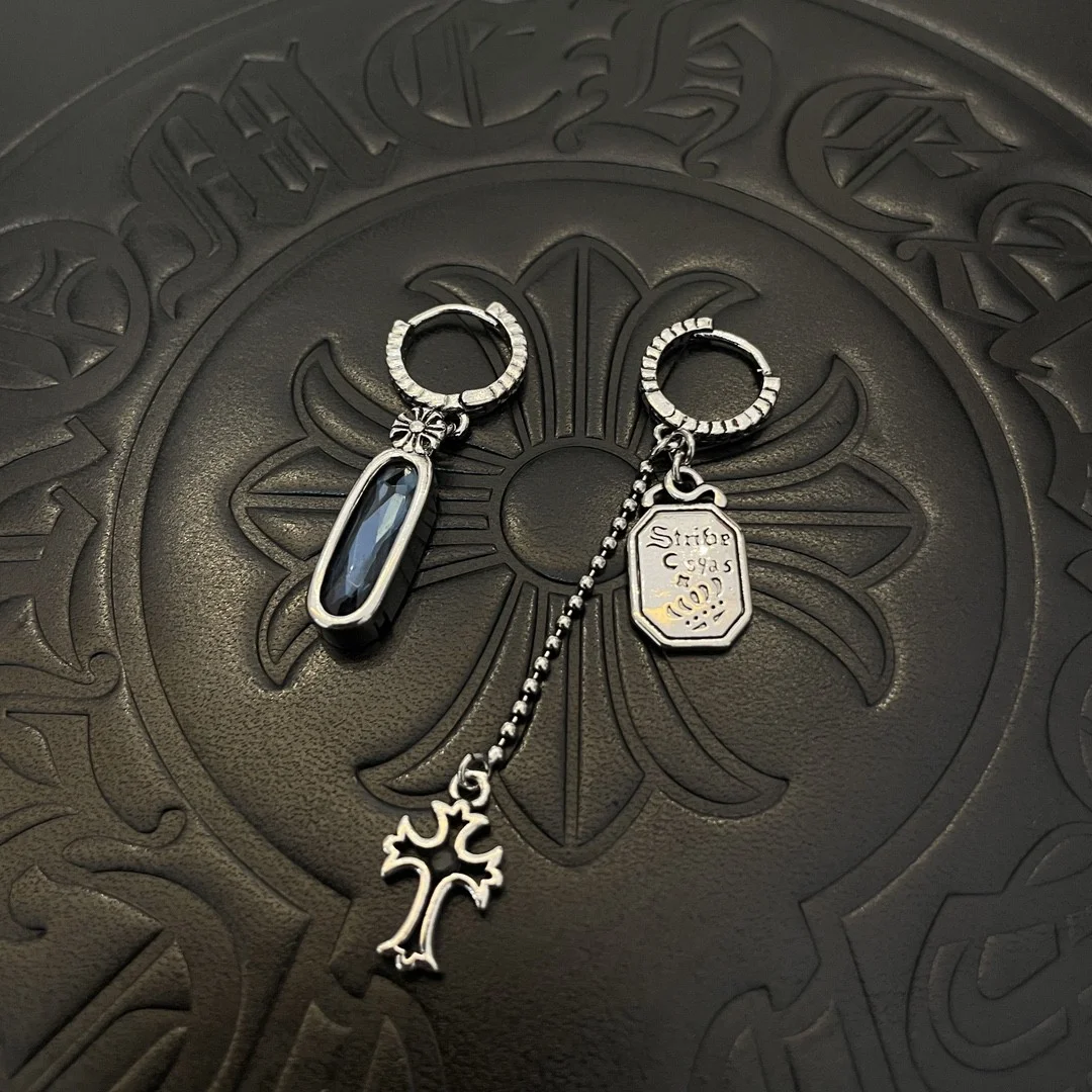 Chrome Hearts classic retro AB cross earrings