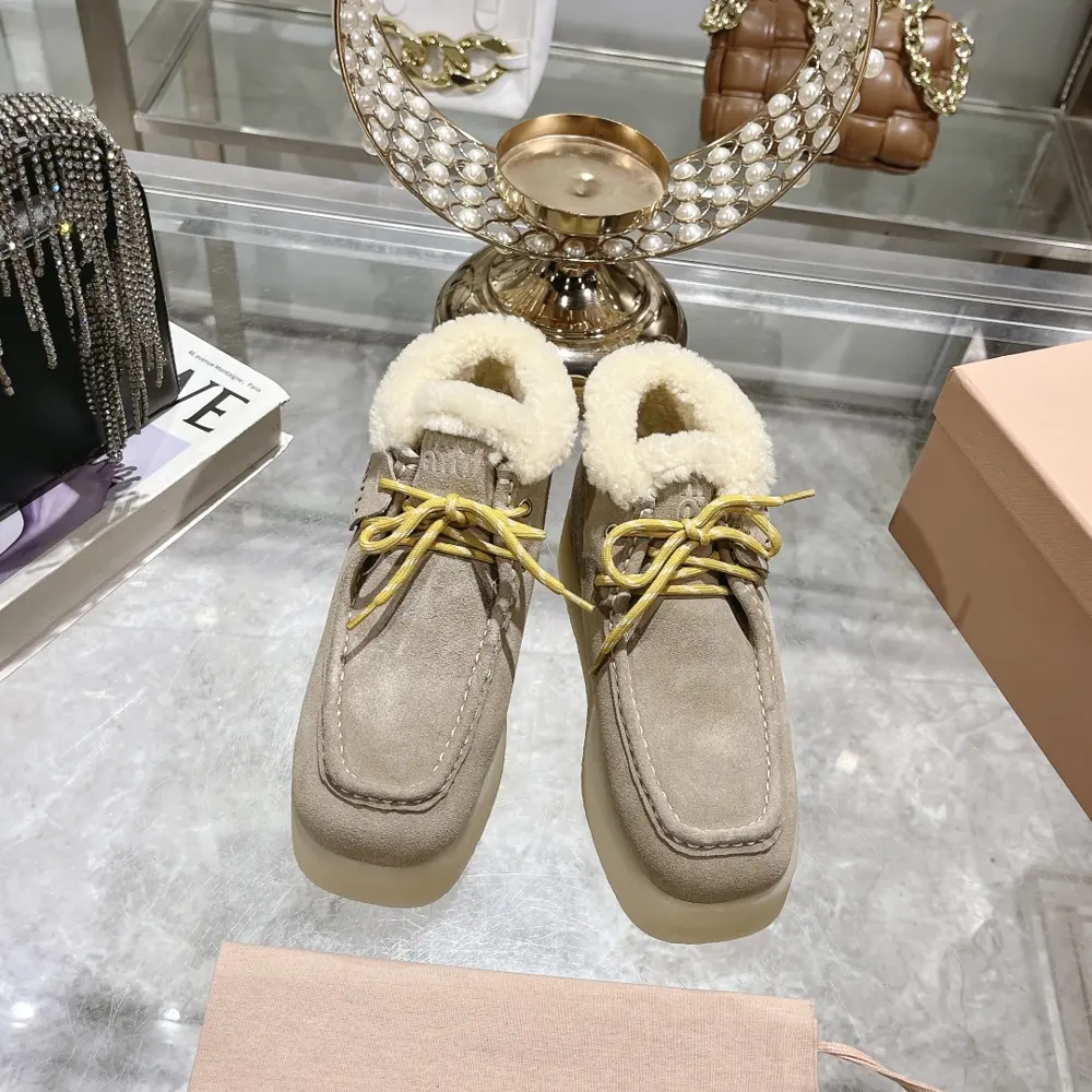 MiuMi* MiuMiu autumn and winter new thick-soled short boots. This year’s new designer