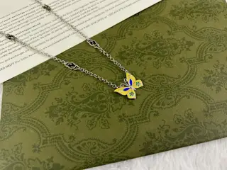 Gucci Butterfly Enamel Necklace
