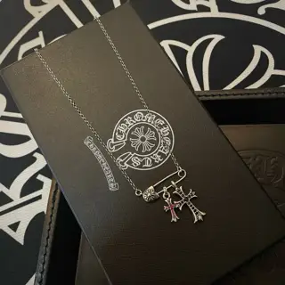 Chrome Hearts Classic Vintage Pin Necklace Double Cross Pendant