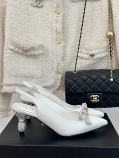 Chanel bow rhinestone high-heeled sandals