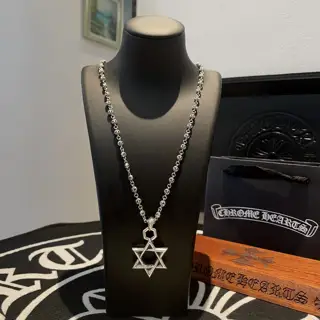 Chrome Hearts classic retro cross flower ball necklace six-pointed star pendant with