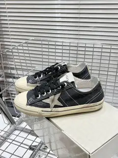Golden Goose black cloth brown star distressed casual shoes