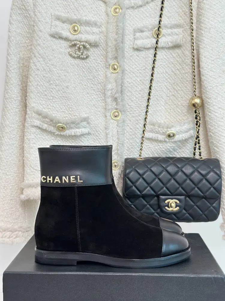 Chanel lettered heel-enhancing boots series