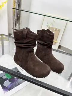 UGG Birkenstock Pleated Short Boots Korean Retro Soft Fufu Snow Boots