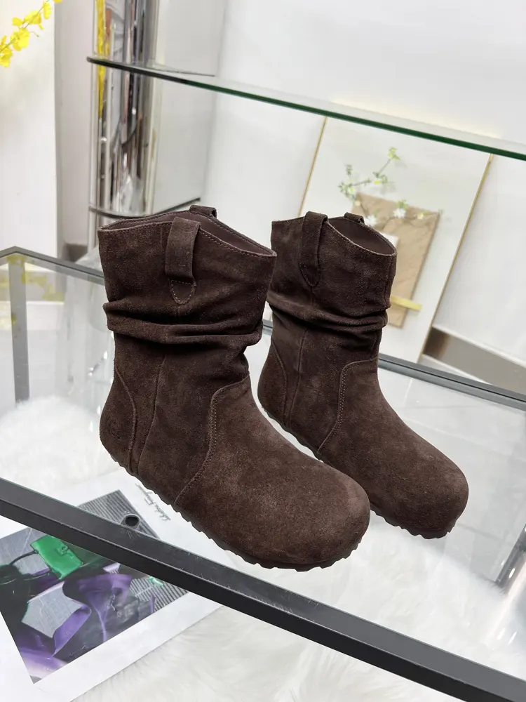 UGG Birkenstock Pleated Short Boots Korean Retro Soft Fufu Snow Boots