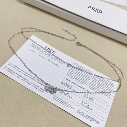 Fred double-layer diamond 8-shaped clasp necklace