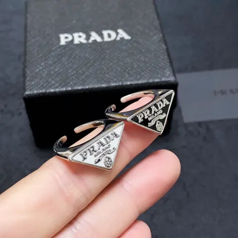 Prada triangle drop oil fashion series open ring