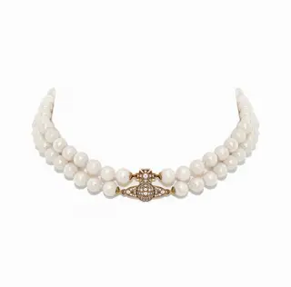 Vivienne Westwood Large Saturn Pearl Necklace