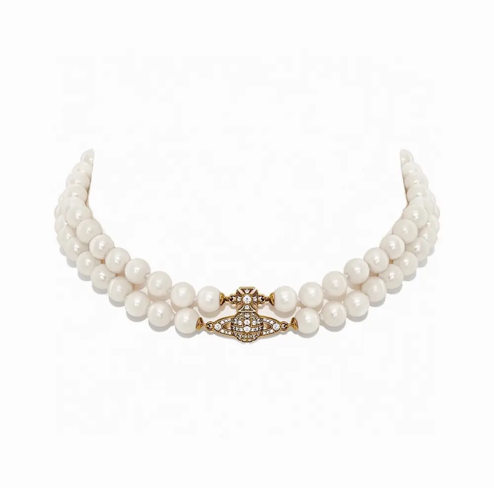 Vivienne Westwood Large Saturn Pearl Necklace