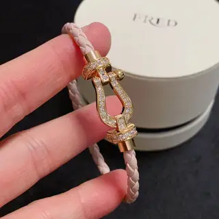 FRED colorful girly pink leather bracelet with pink leather cord