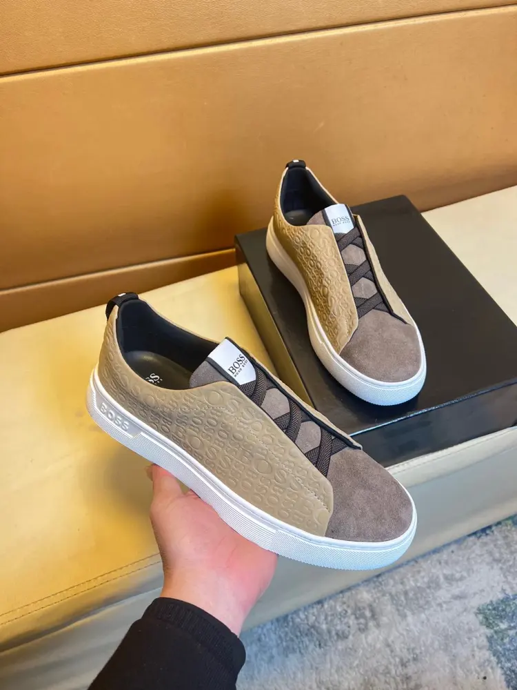 BOSS unique modern style sneakers. Original leather for casual loafers Pig lining (no