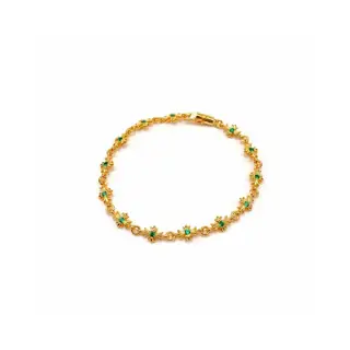 Chrome Hearts gold-plated green diamond TinyE thin cross flower bracelet
