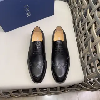 Dior Derby Shoes|Formal leather shoes with leather sole|Crafted with open-edge pearl
