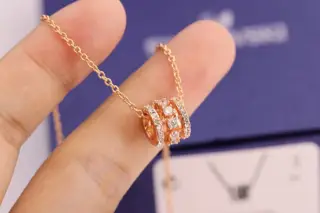 Swarovski Rose Gold Three Diamond Lucky Beads Clavicle Necklace