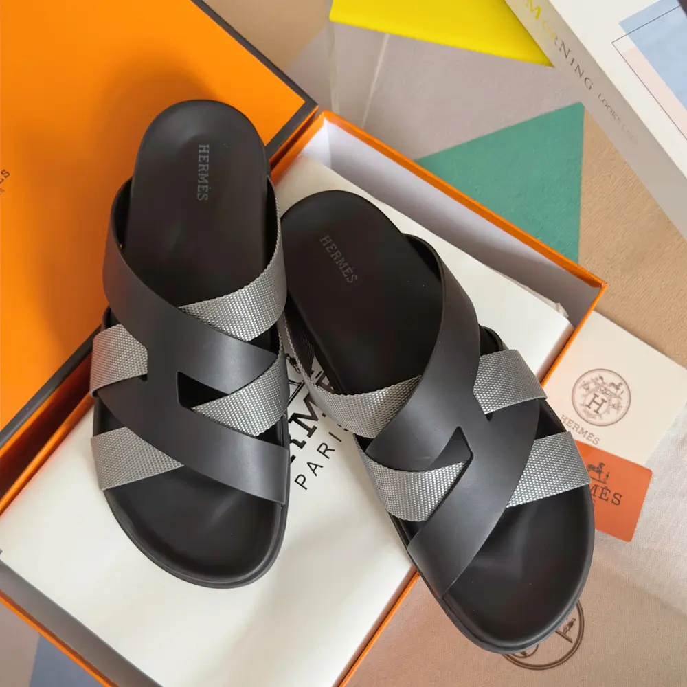 Hermès Kazimir series cross webbing waterproof platform sandals retro second uncle shoes H