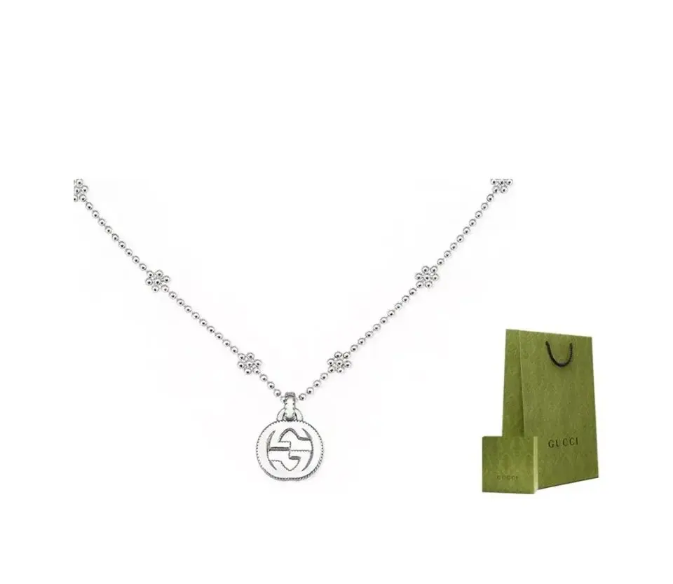 Gucci interlocking snowflake round bead double G necklace