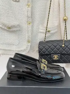 Chanel Double C Chain Buckle Thick Heel Loafers