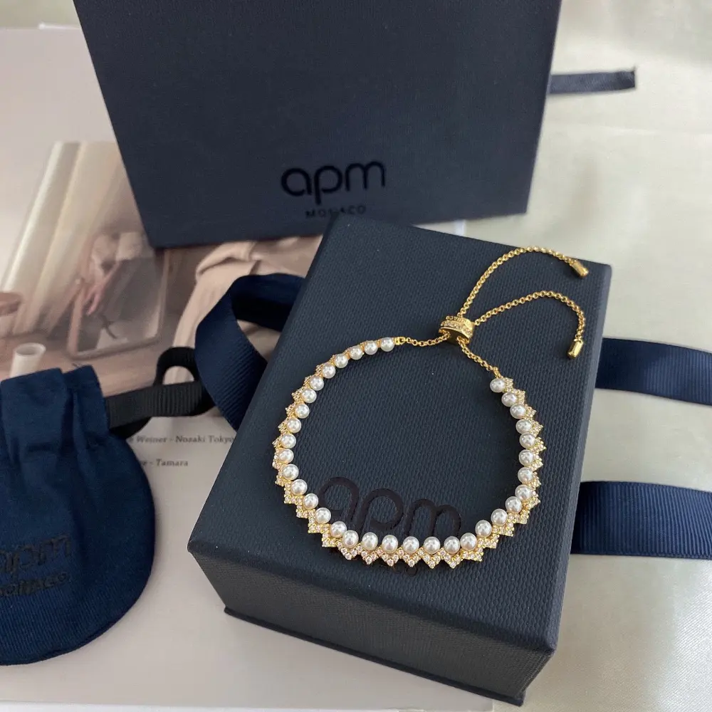 Apm monaco pearl line ripple bracelet