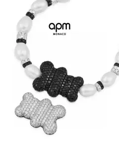 Apm monaco XL Mood Yummy black and white pearl bracelet personalized couple birthday gift