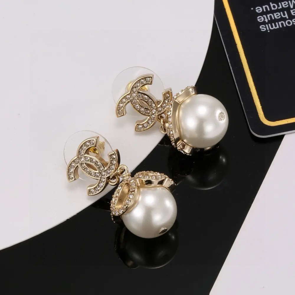 Chanel Classic Double C Pearl Earrings