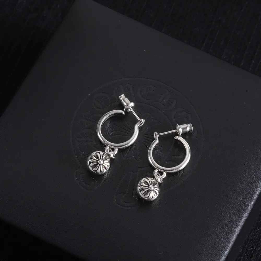Chrome Hearts cross flower ball earrings