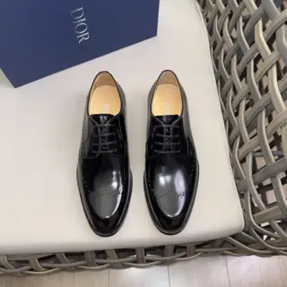 Dior Derby Shoes|Formal leather shoes with leather sole|Crafted with open-edge pearl